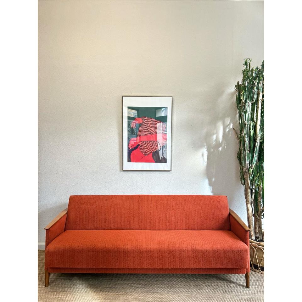 DDR-Schlafsofa – rostrot, 1950er/60er